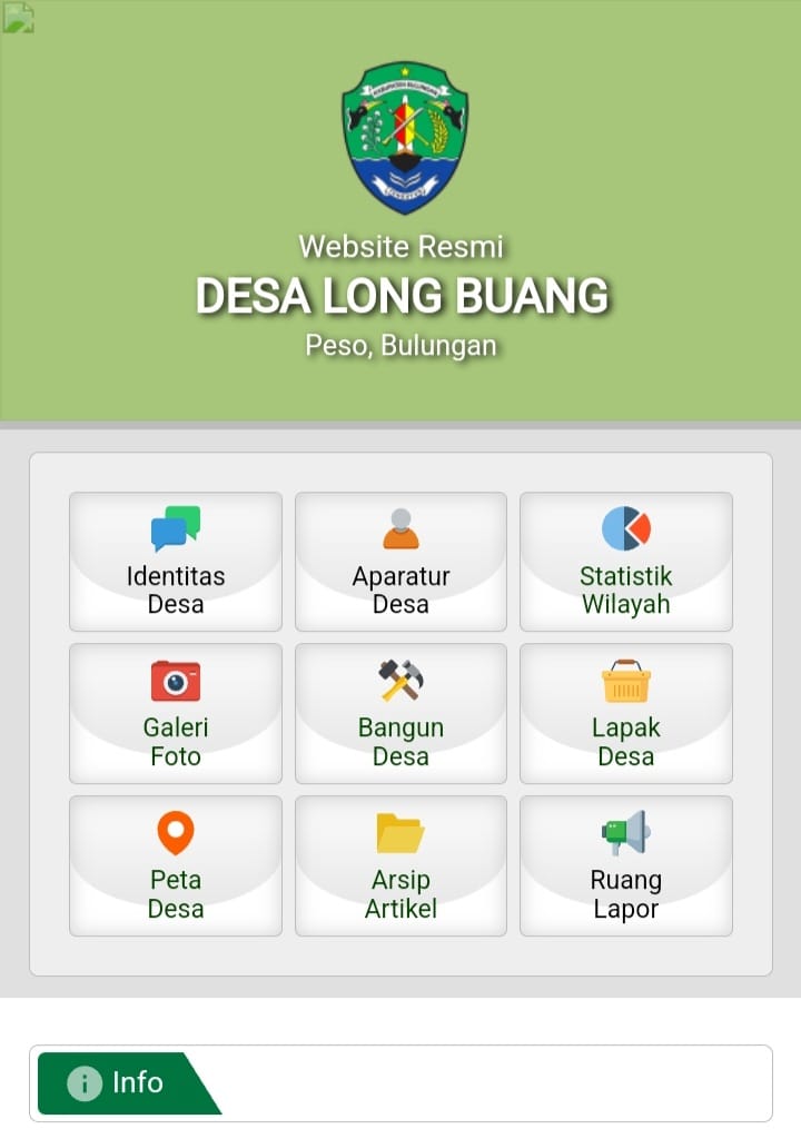 Penampakan interface website resmi Sistem Informasi Desa milik Desa Long Buang.
