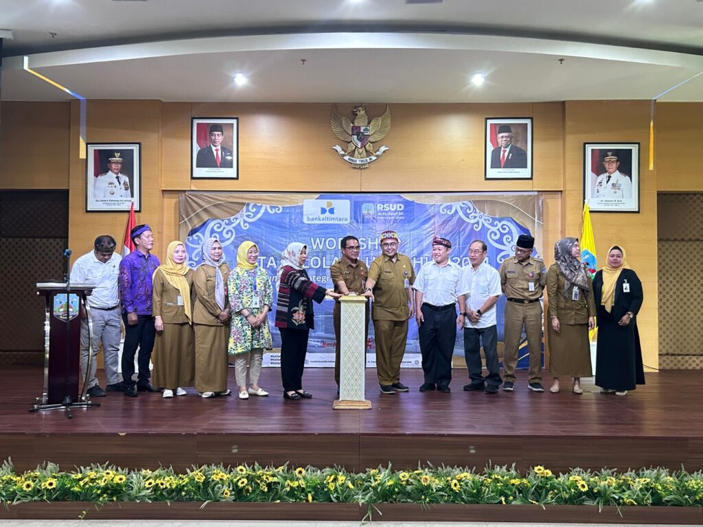 INTEGRASI : Soft launching E-BLUD dengan ATKP Bankaltimtara oleh Sekprov Kaltara, H. Suriansyah didampingi Plt Direktur RSUD Budy Aziz, serta Pemimpin Kantor Cabang Tarakan, Kalsum di Ruang Hall A RSUD dr. H Jusuf SK, Selasa (13/8/2024).