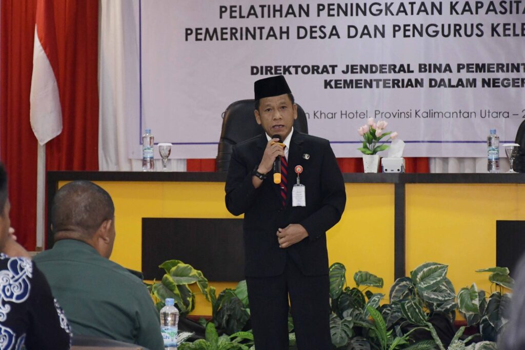 PENGUATAN : Kepala Dinas Pemberdayaan Masyarakat Desa Provinsi Kalimantan Utara, Edy Suharto, S.Sos., M.T., mewakili Gubernur menghadiri pembukaan Peningkatan Kapasitas Aparatur Pemerintah Desa dan LKD yang diselenggarakan oleh Direktorat Jenderal Bina Pemerintahan Desa melalui program Penguatan Pemerintah dan Pembangunan Desa (P3PD), Kamis (22/8).