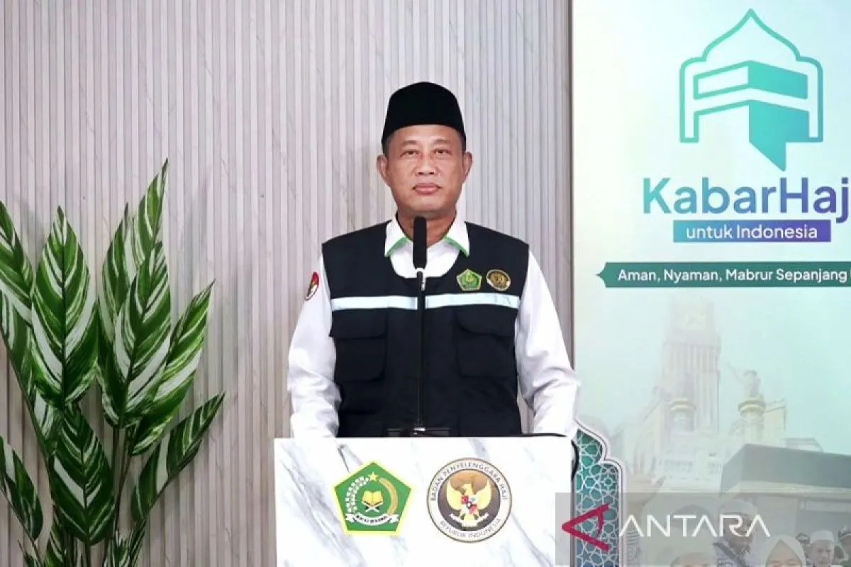 Kepala Biro Humas dan Komunikasi Publik (HKP) Kementerian Agama (Kemenag) Akhmad Fauzin dalam konferensi pers penyelenggaraan ibadah haji 2025 yang diikuti dalam jaringan di Jakarta pada Senin (5/5/25). (Foto :ANTARA/Lintang Budiyanti Prameswari)