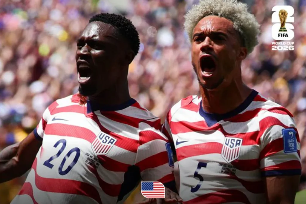 Timnas Amerika Serikat (AS) memastikan satu tempat di babak 32 besar setelah mengalahkan Australia 2-0 pada pertandingan Grup D Piala Dunia 2026 di Stadion Lumen, Seattle, Jumat waktu setempat. X/FifaWorldCup